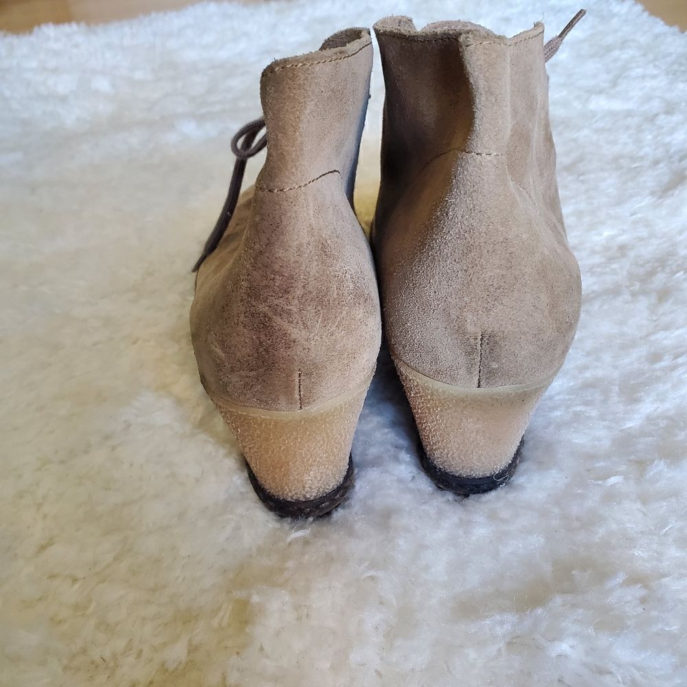 J. Crew Women's Suede Bootie Size 8 Color Tan Wedges - Picture 9 of 10